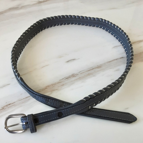 GENUINE LEATHER WESTERN BELT GRAY & SILVER SZ M - Picture 3 of 5